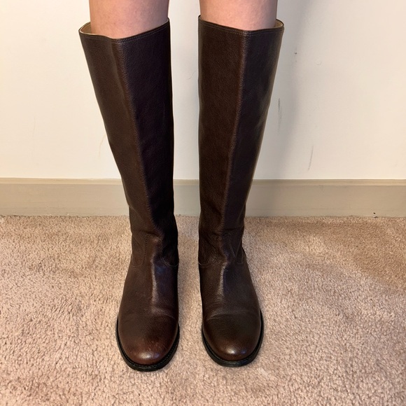 Frye Shoes - Frye Melissa Button Back Brown Leather Boots Women’s Size 8.5
